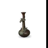 An elegant Japanese bronze 'Iris' Vase, Late Meiji/Taisho period - - H31cm D15.5cm - - with globular