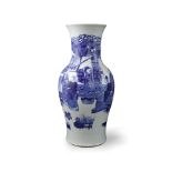 A blue and white figure scene vase, 19th Century - - H 46cm W 21.2 cm