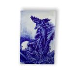 A finely painted blue and white 'Eagle' Plaque, signed Wang Bu - - H 41.5cm W 27cm - - the