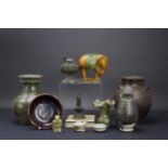 A small collection of various wares, Han dynasty, Song dynasty, and later, comprising five vases,