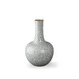 A good Ge type Bottle Vase, c. 1800, - - D15cm H24.2cm - 天球瓶源于永宣 为仿中东波斯金属器而制。清雍正以后 盛行仿哥釉产品。此品形制规范