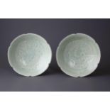A good pair of Qingbai petal rimmed dishes, Southern Song Dynasty - - D16cm D4cm each - - the centre