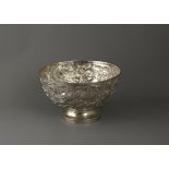 A Chinese export silver rose bowl, c1890 D218mm H 130mm 739g marked SC, with good overall chased