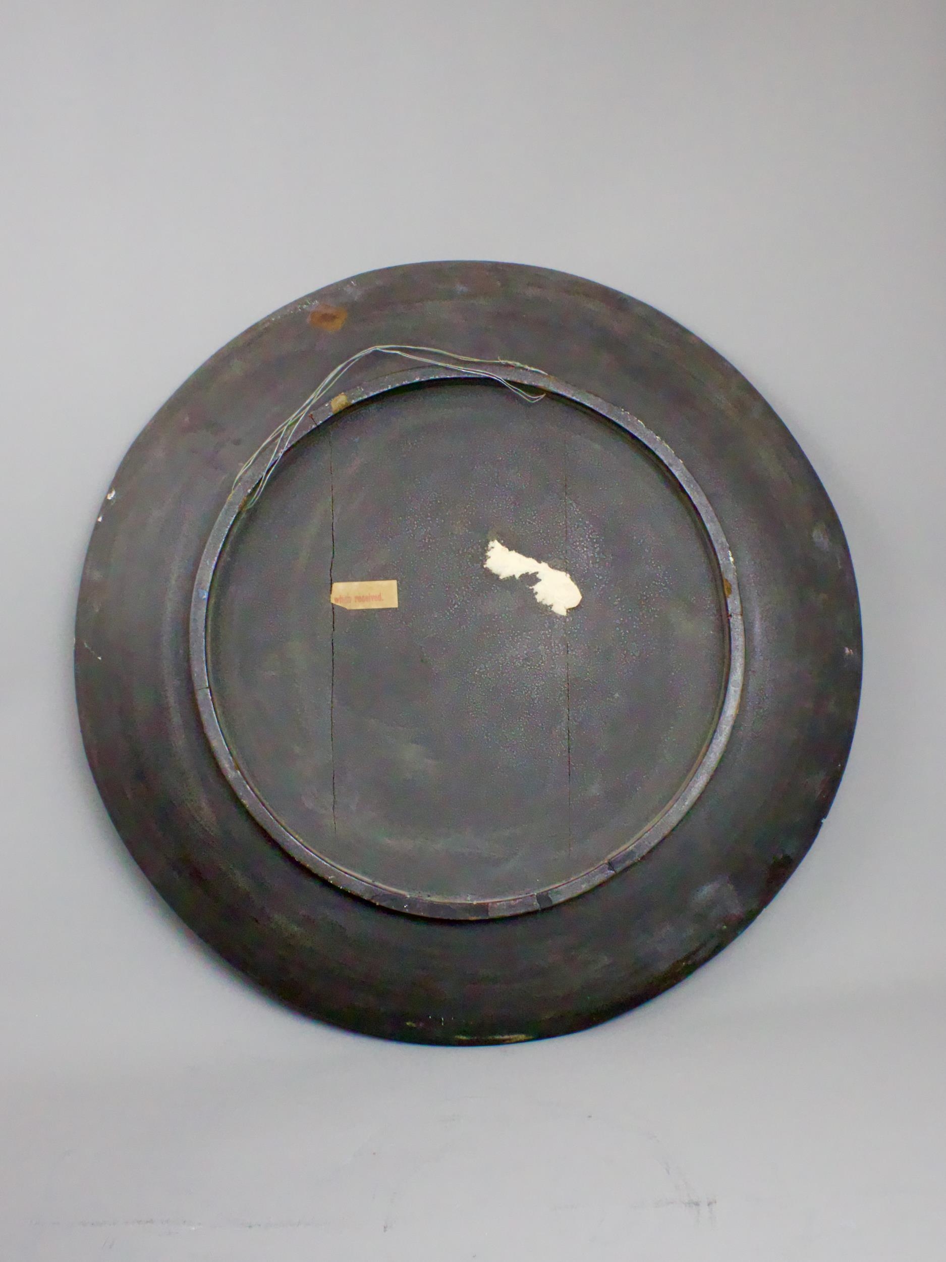 A large Japanese round plaque in lacquer inlaid with mother of pearl and ivory, Meiji period W54.5cm - Image 4 of 6