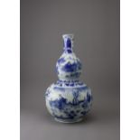 A blue and white Double Gourd Vase, Chongzhen period, Ming Dynasty - - H35cm D19cm - - The double