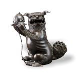 A bronze Buddhist lion incense burner, 18th century H 33.5cm The fierce beast well cast and chased