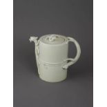 A cylindrical Dehua winepot and cover, Republic period - - H14cm L16cm W10cm - - imitating a tied