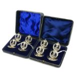 A SET OF EIGHT EDWARDIAN SILVER 'ROYAL BRITISH NAVY ADMIRAL ' MENU HOLDERS Each having the