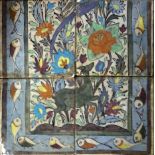 A SET OF FOUR ANTIQUE 18TH/19TH CENTURY PERSIAN OTTOMAN STYLE TILES Polychrome painted and decorated