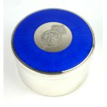 BENNEY, 1930-2008, A SILVER AND GUILLOCHE ENAMEL TRINKET BOX Spherical form with engraved insignia