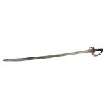 A 19TH CENTURY CAVALRY SWORD Along with a hanger. Condition both light rust on blades, crack in hilt