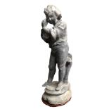 A 19TH CENTURY LEAD STATUE of a flutist. 64cm Condition dent in base