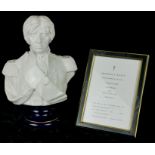 MICHAEL J. SUTTY, A HANDMADE BONE CHINA BLANC DE CHINE BUST OF LORD NELSON, 1805 One of series -