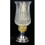 HECTOR MILLER, A SILVER GILT AND CUT GLASS COMMEMORATIVE 'AURUM' CANDLELAMP, hallmarked to base '