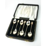 A SET OF SIX MID CENTURY SILVER NOVELTY TEASPOONS, the finials Modelled as rowing boat oars.