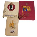 THREE RARE 20TH CENTURY ROYAL COMMEMORATIVE THEATRE PROGRAMMES A Queen Elizabeth 11 cream velvet