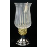 HECTOR MILLER, A SILVER GILT AND CUT GLASS COMMEMORATIVE 'AURUM' CANDLELAMP, marked to base '