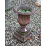 Cast iron campana form urn,