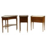 Three marble top pieces of furniture,