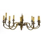 A ten branch gilt bronze chandelier,