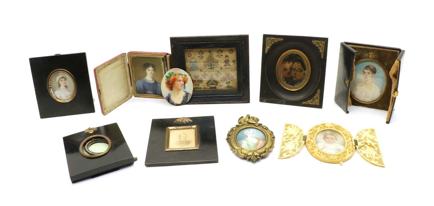 A small group of ivory portrait miniatures,