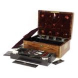 A kingwood and brass inlaid travelling desk,