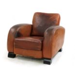 An Art Deco style leather club armchair,