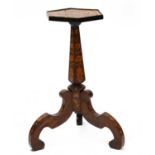 A Dutch walnut and marquetry inlaid kettle stand,