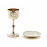 An early Victorian silver communion cup and patten