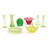 Eight items of coloured glassware