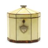 A George III ivory and tortoiseshell tea caddy