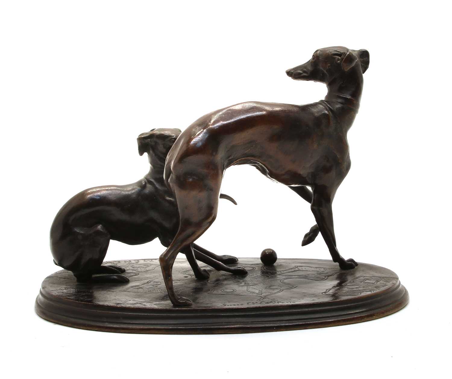 A bronze group of two whippets, - Bild 2 aus 4