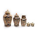 A collection of modern Imari style vases,