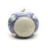 A Japanese blue and white jar and cover