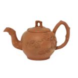 A Staffordshire redware miniature globular teapot and cover,