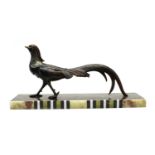An Art Deco spelter model of a golden pheasant,