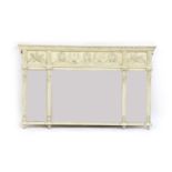 A small painted Regency style triple plate overmantel mirror,