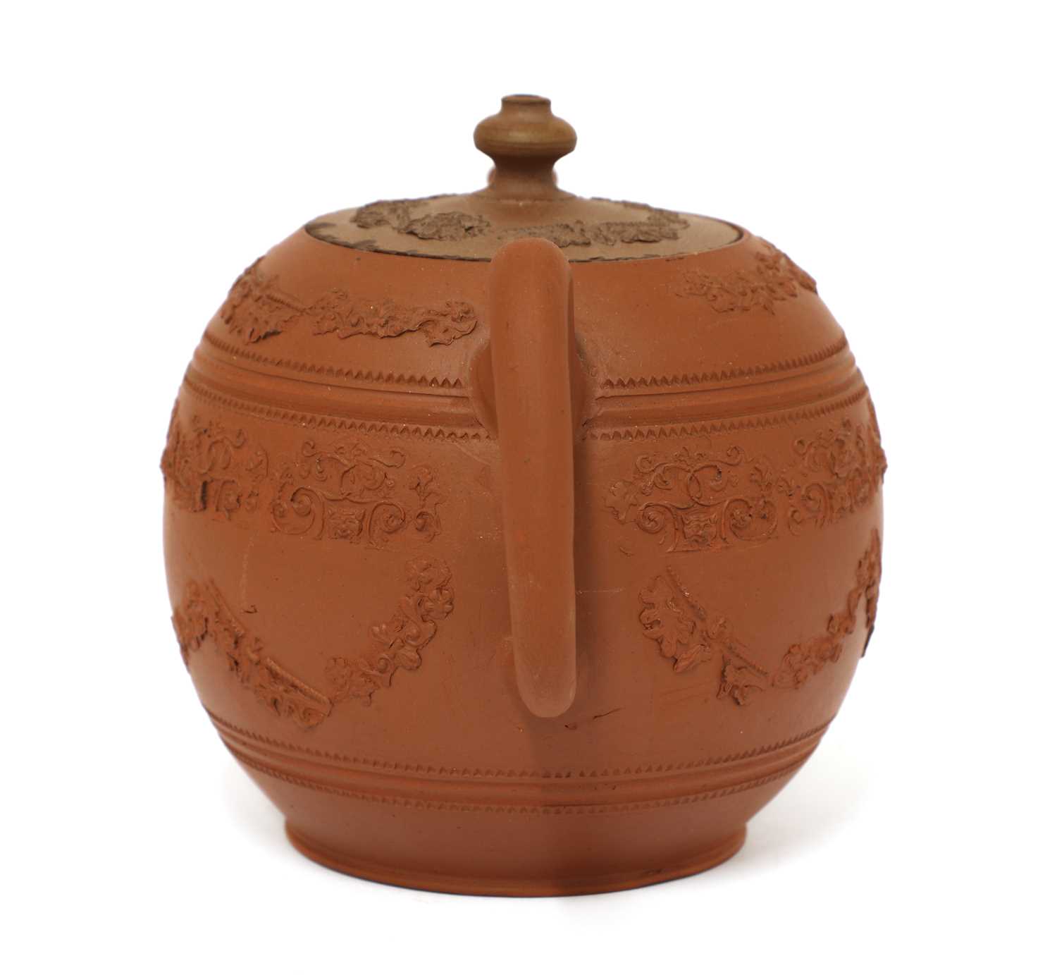 A Staffordshire redware globular teapot and cover, - Bild 2 aus 4