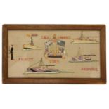 A pair of naval long stitch woolwork pictures,
