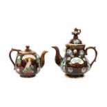 Two barge teapots and covers