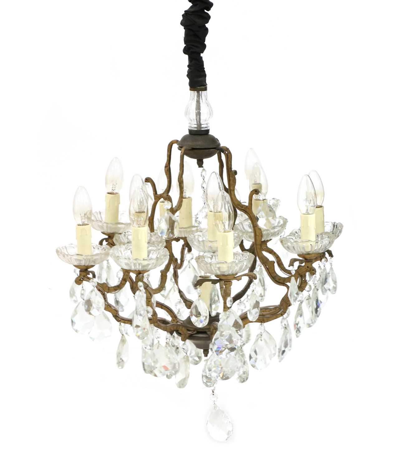 An early 20th century French gilt metal and cut glass chandelier,