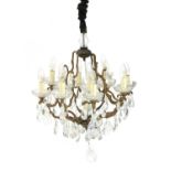 An early 20th century French gilt metal and cut glass chandelier,