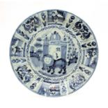An 18th century Delft blue and white plate