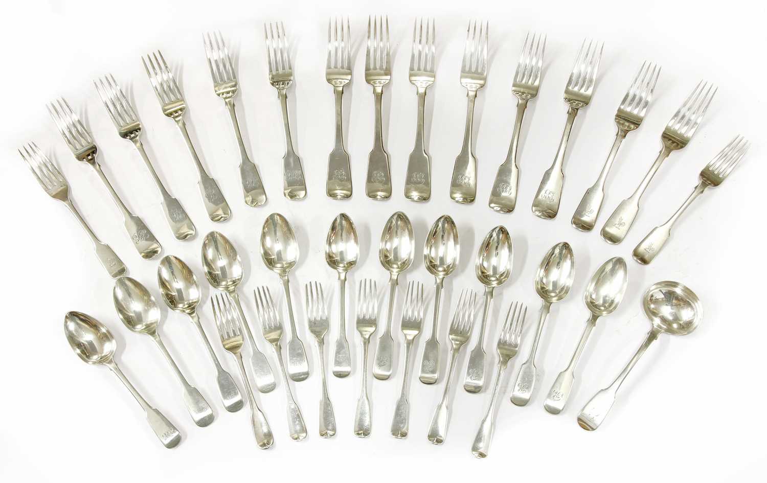 Silver fiddle pattern cutlery