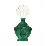 An Art Deco Schlevagt malachite glass scent bottle