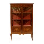 An Edwardian mahogany inlaid china cabinet,