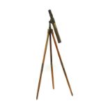 A brass campaign telescope on tripod by Joseph Cooper,