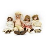 Three bisque head dolls,