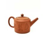 A Staffordshire redware small cylindrical teapot and cover,