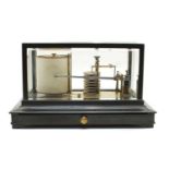 A barograph in an ebonised cabinet,